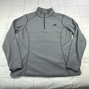 The North Face Pullover Womens XL Gray Fleece Micro Stripe 1/4 Zip Hiking Active